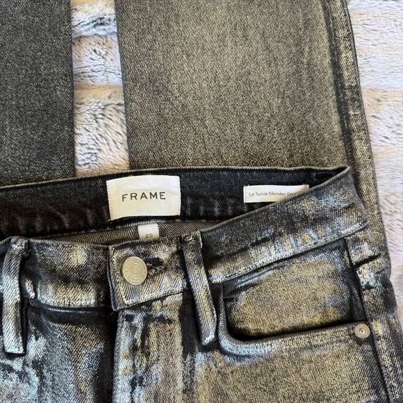 Frame Le Sylvie Metallic Silver Pants - Picture 3 of 4